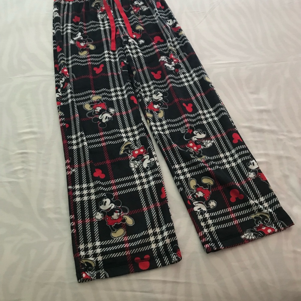 Disney Mickey Mouse Plaid Pajama Bottoms - Black, Red, and White